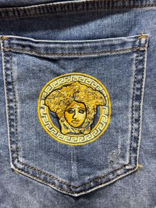 Versace Blue Washed Denim Jeans First Copy
