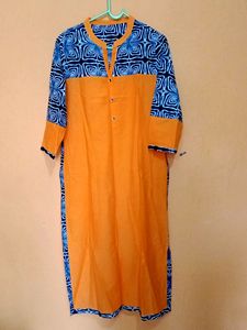 New Orange Straight Women Solid Kurti
