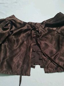 Satin Brown Blouse With Sext Criss Cross Back