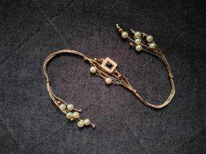 Pearl &amp; Gold Rakhi Bracelet