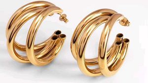 Gold Triple Hoop Earrings
