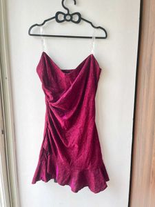 Burgundy Velvet Mini Dress
