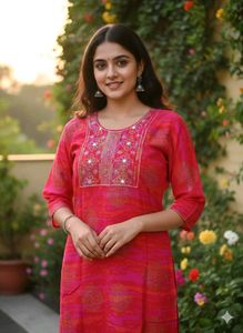 Pink Embroidered Kurti
