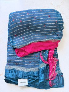 Unused Teal Blue Pure Bandhani saree