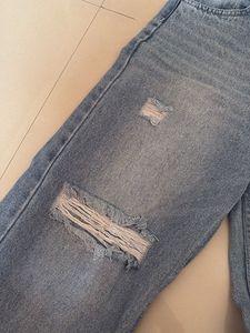 Distressed Wide Leg Blue Jeans
