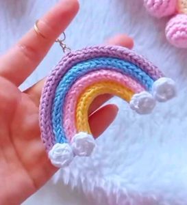 Crochet Rainbow Floral Keychain (Any 1)