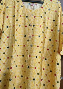 Yellow Printed Kurta