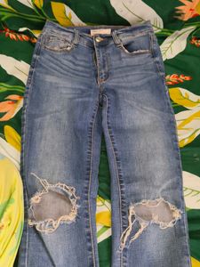 Denim Knee Cut Jeans