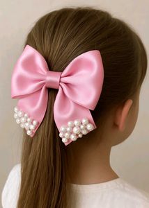 Pink Pearl Hair Bow