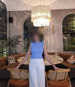 Light Blue Ruffle Smocked Top