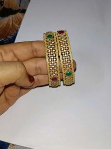 Gold Plated Ad Stone Bangles
