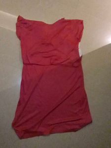 Dark Peach Color Maternity Midi Dress