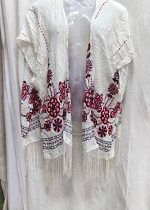 242011. Floral Embroidered White Shrug