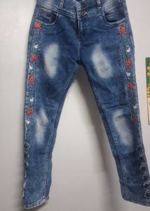 Embroidered Denim Jeans