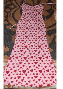 Pink Heart Print Midi Dress