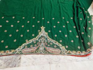 Dark Green 🍏 Saree Heavyworks 💎