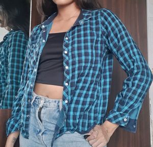 Roadster Blue Reversible Checkered Shirt