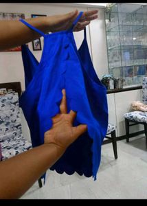 Shein Scalloped Back Tulip Hem Blue Cami Top