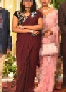Burgundy Sequin Saree Gown