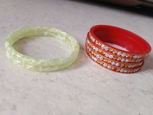 Red And Green Combination Bangles