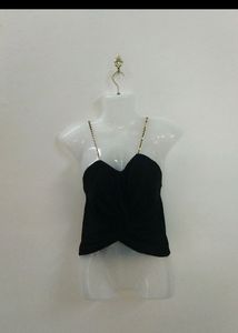 KOREAN FLOWER STYLE FRONT BACK GOLDEN CHAIN TOP