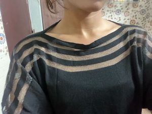 Chic Black Sheer Panel Top