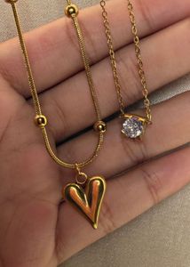 Gold Heart & CZ Necklace Set