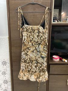 Brown Print Mini Dress