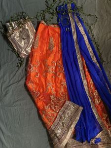 Orange Embroidered Lehenga Choli Set