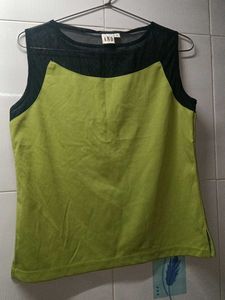 Green Top With Mesh Black Sleeve