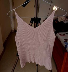 Pink Lace Trim Tank Top