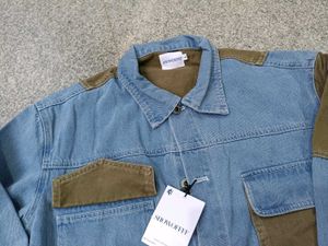 Showoff Denim Jacket with Patches, L Size