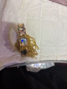 Sparkling Gold Tassel & Iridescent Crystal Bracele