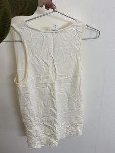 GAP Ivory Lace Trim Tank Top