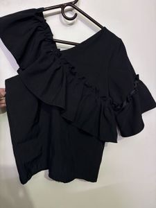 Stylish Black Ruffle Top