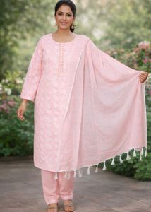 Elegant Pink Embroidered Kurta Set