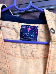 Okia Printed Zippered Double Layered Hooded Jacket