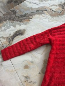 Red Fuzzy Knit Turtleneck