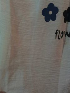 Office White High Necked Net Top With Floral Sleev