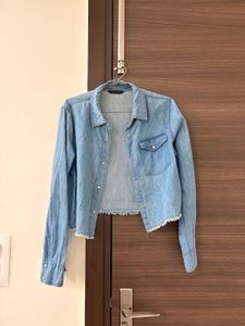 Denim Cropped Shirt Jacket