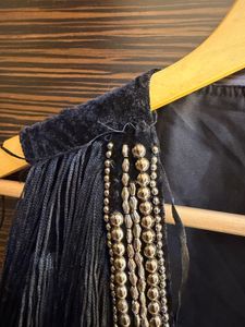 Zara Fringed Embellished Vest Check description