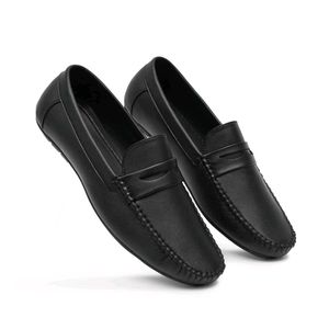 Black Leather Driving Loafers