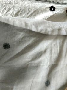 White Kurti with Black Embroidery Whit Pajama