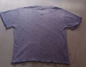 a lavender tshirt .