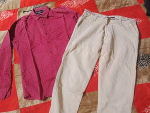 red shirt golden pant