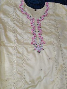 Brand New Pearl Work Silk Suit