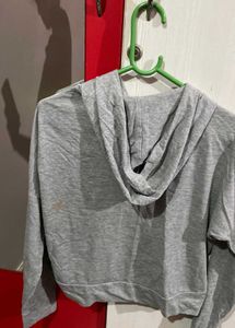 PINK Gray Cropped Hoodie