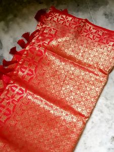 Pure Banaras Red Chilli Colour Saree.. Combo