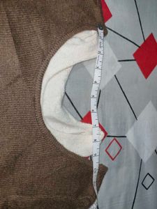 Brown Ribbed Mock Layered Pullover