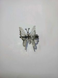 Silver Flapping Wings Butterfly Hair Clip